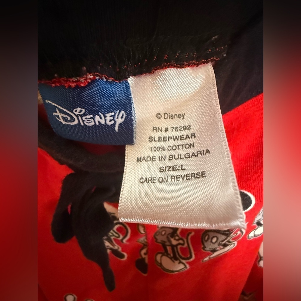 Disney Mickey Mouse Bowling Pajama Pants Size Large Red Sleepwear - Picture 4 of 4